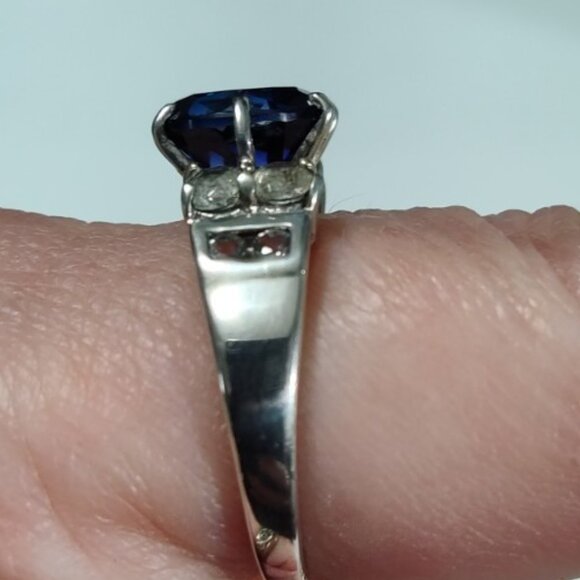 5 ct Genuine Sapphire & Topaz Ring size 7 Sterling Silver stamped 925 tested - Picture 8 of 10